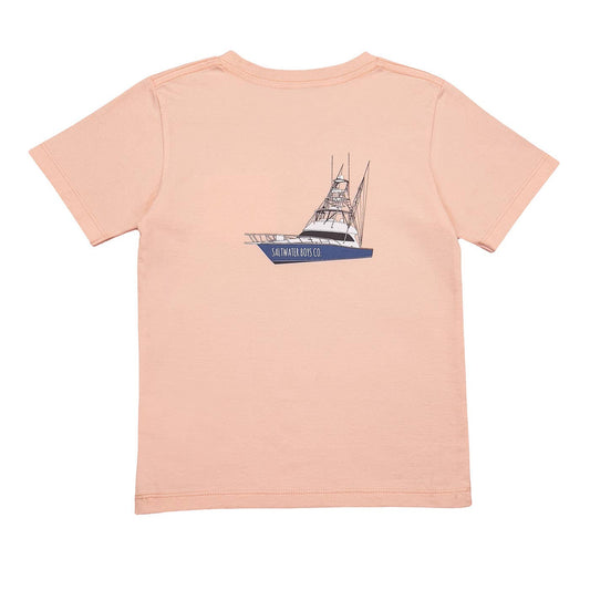 Boys Offshore Boat SS Graphic Tee- Salmon