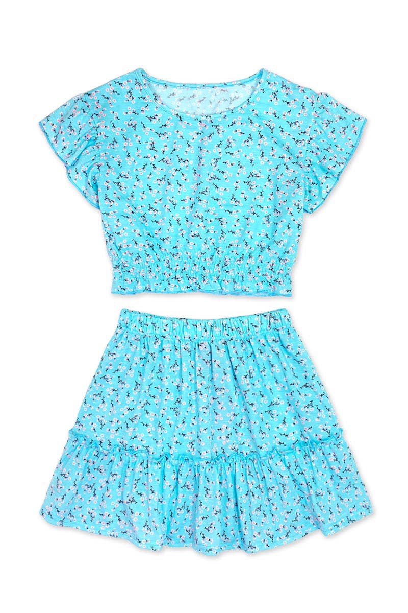 Girl's 2 pc Floral Skirt Set