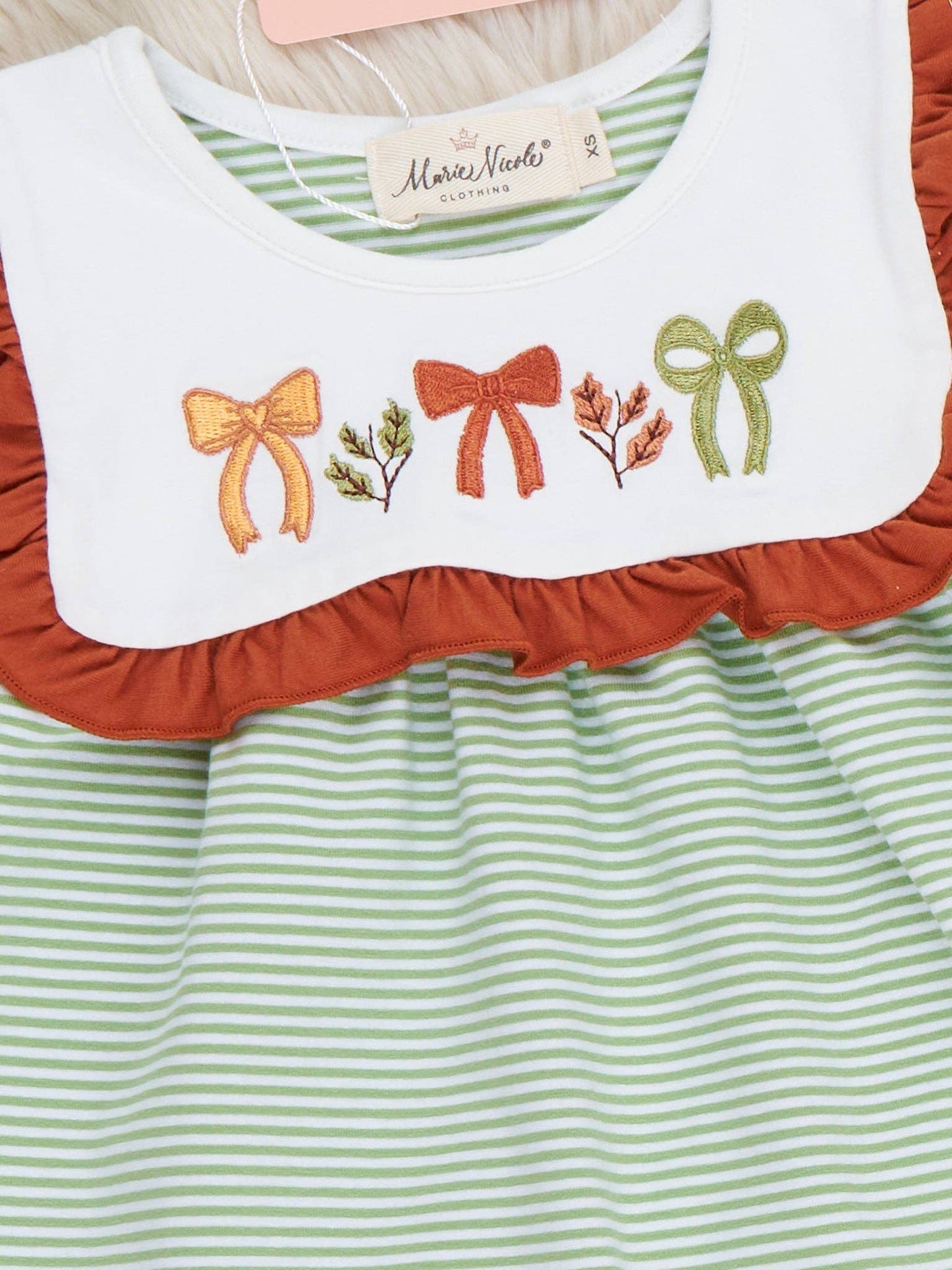 Sweet Bow Embroidered Ruffle Dress