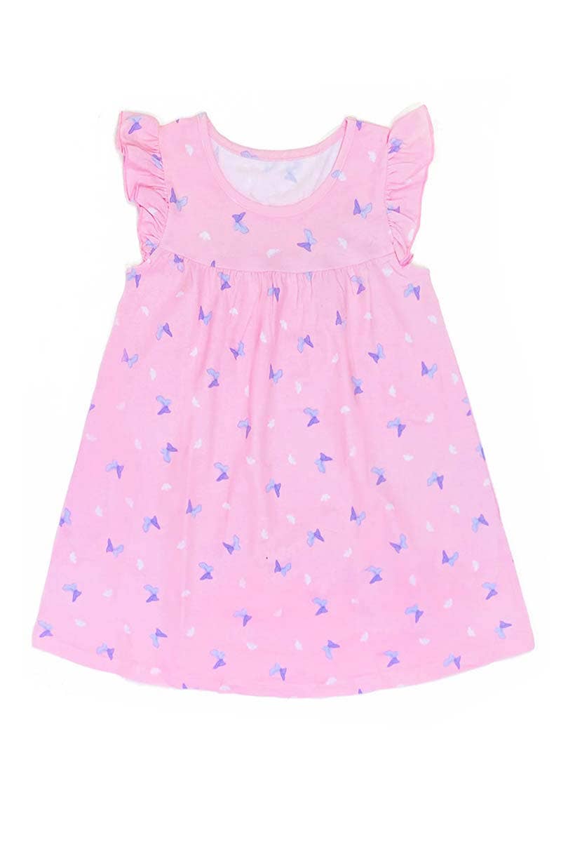 Toddlers Summer Floral Dress w/Ruffle Sleeve