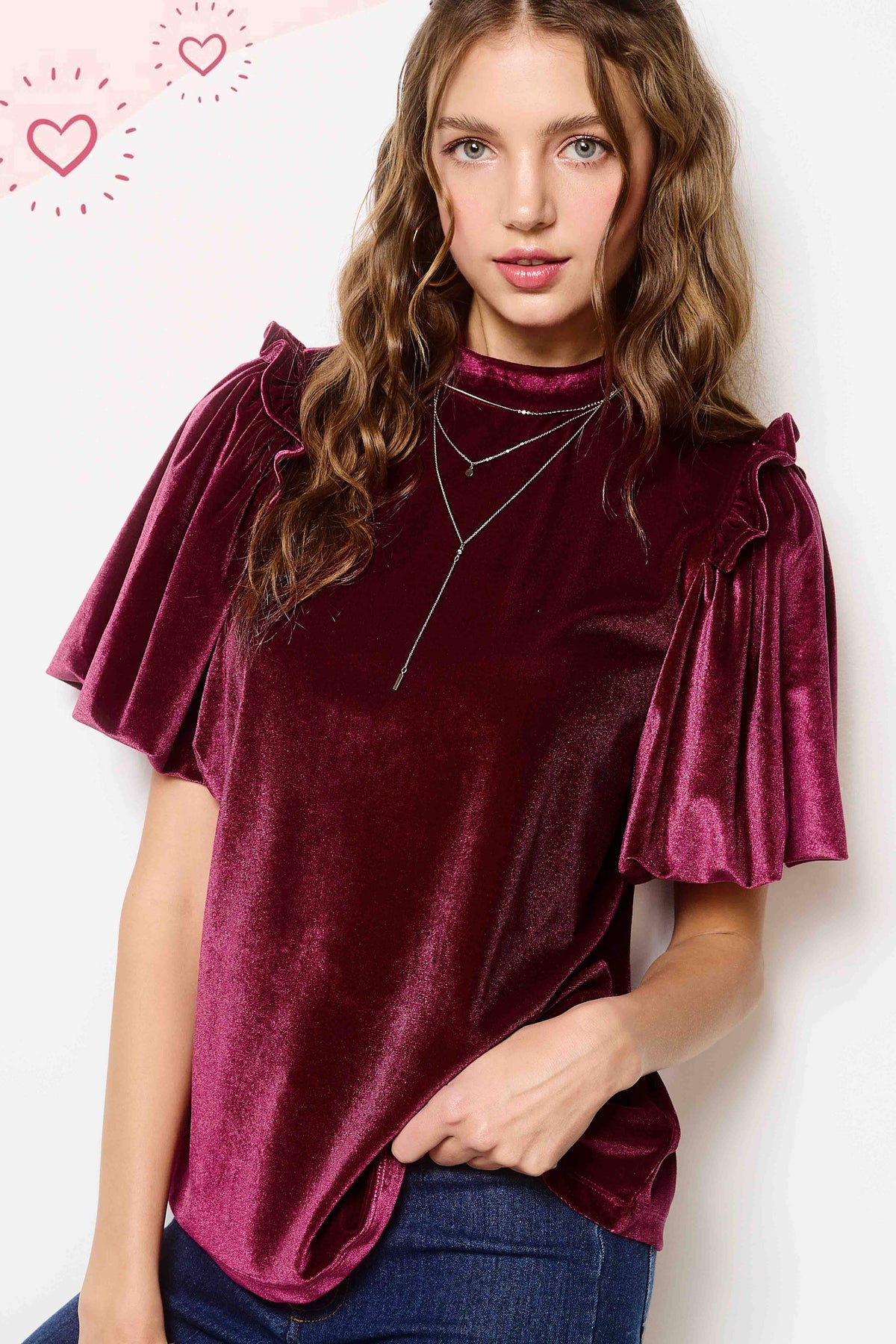 Velvety Puff Fall Winter Short Sleeve Top
