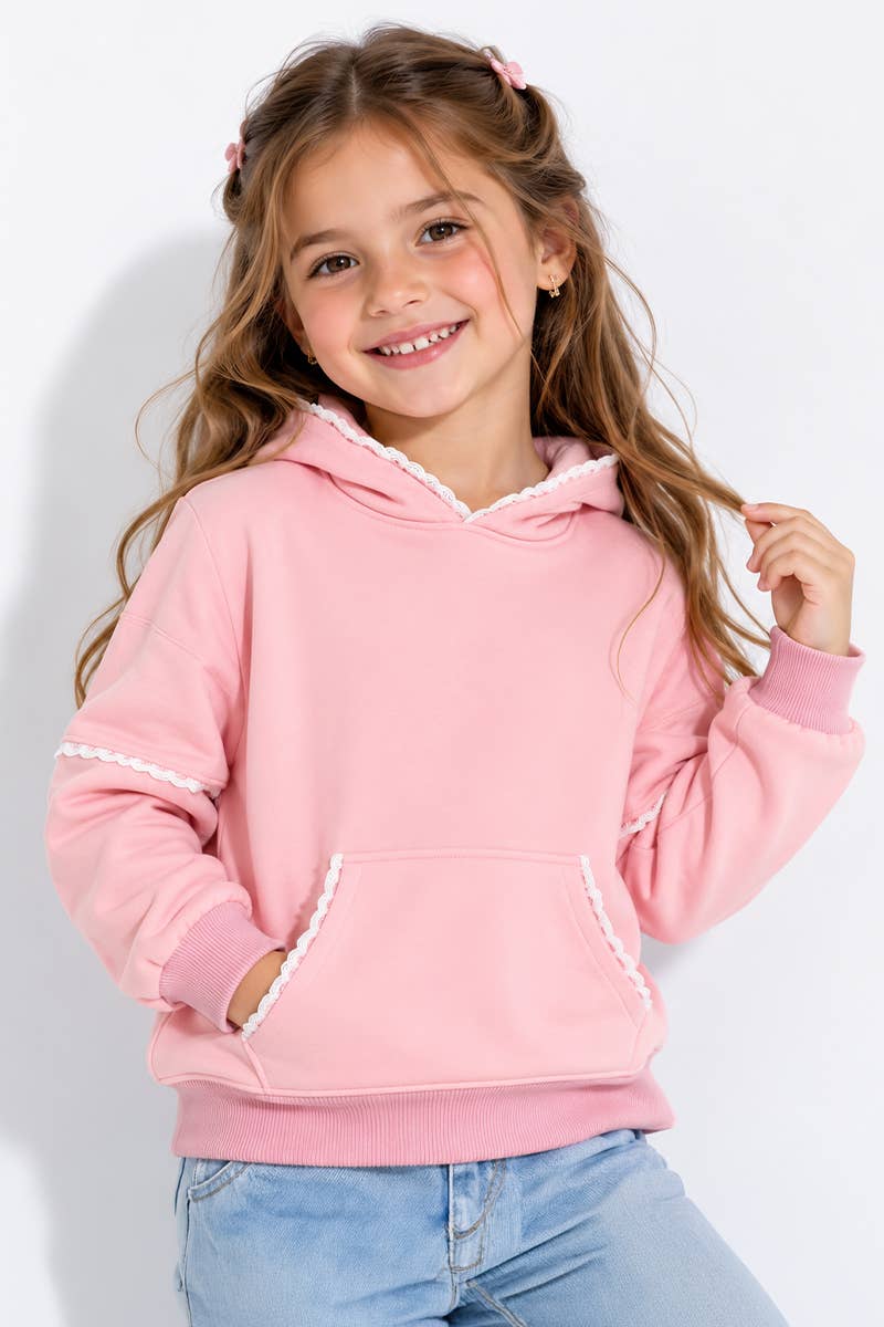 Girl's Hoodie w/ Crochet Trim
