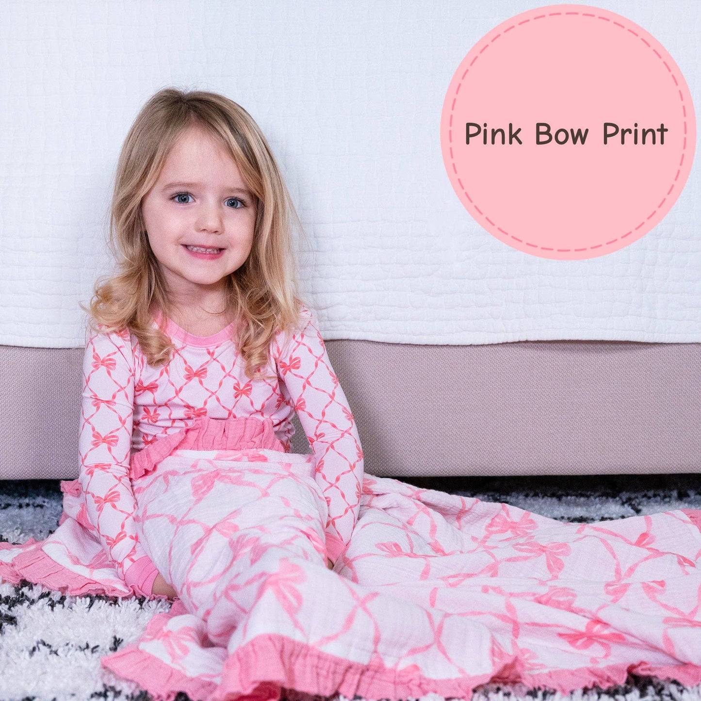 Muslin Quilt Baby & Kids Ruffle Blanket Beautiful Bows