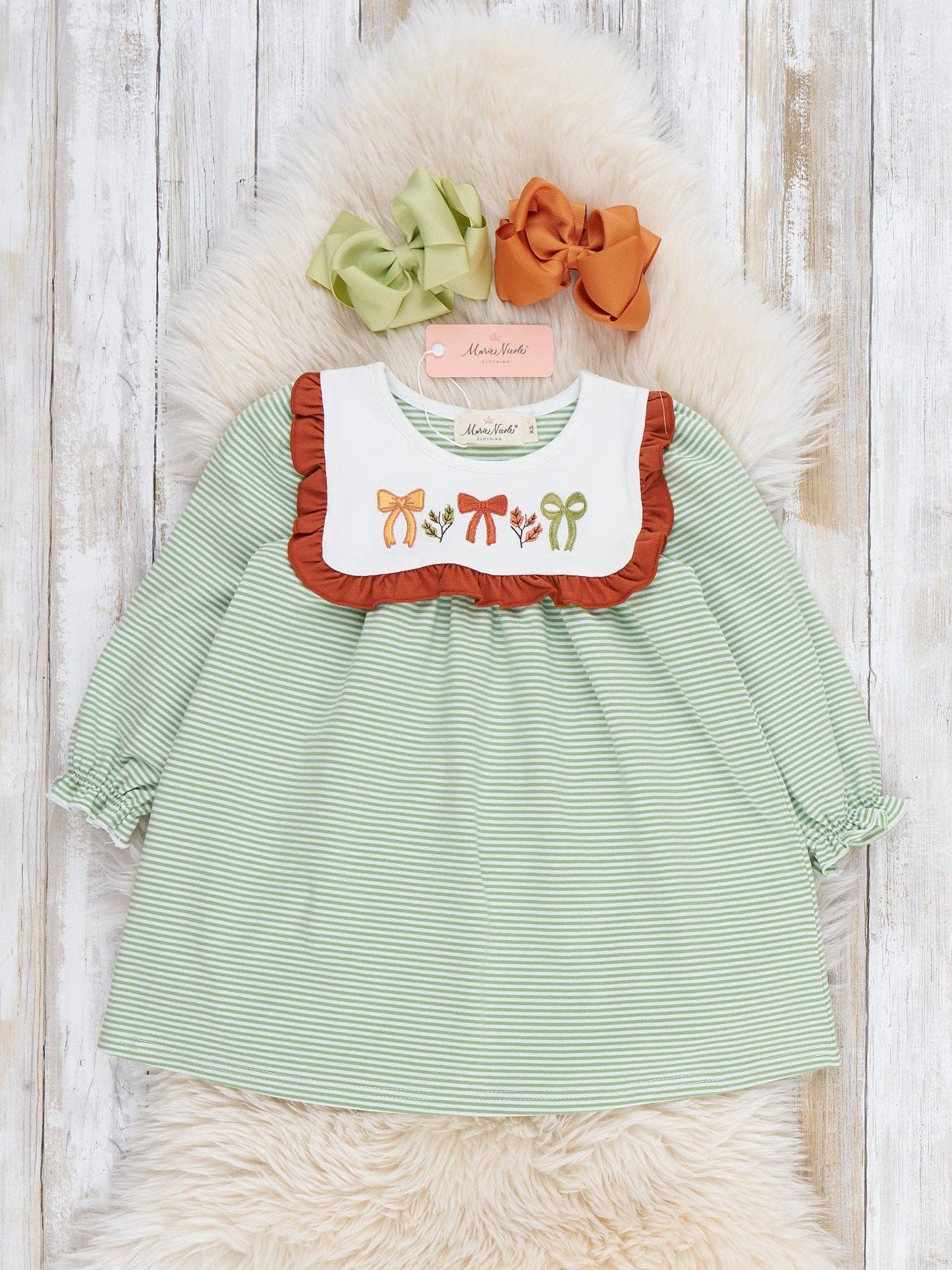 Sweet Bow Embroidered Ruffle Dress
