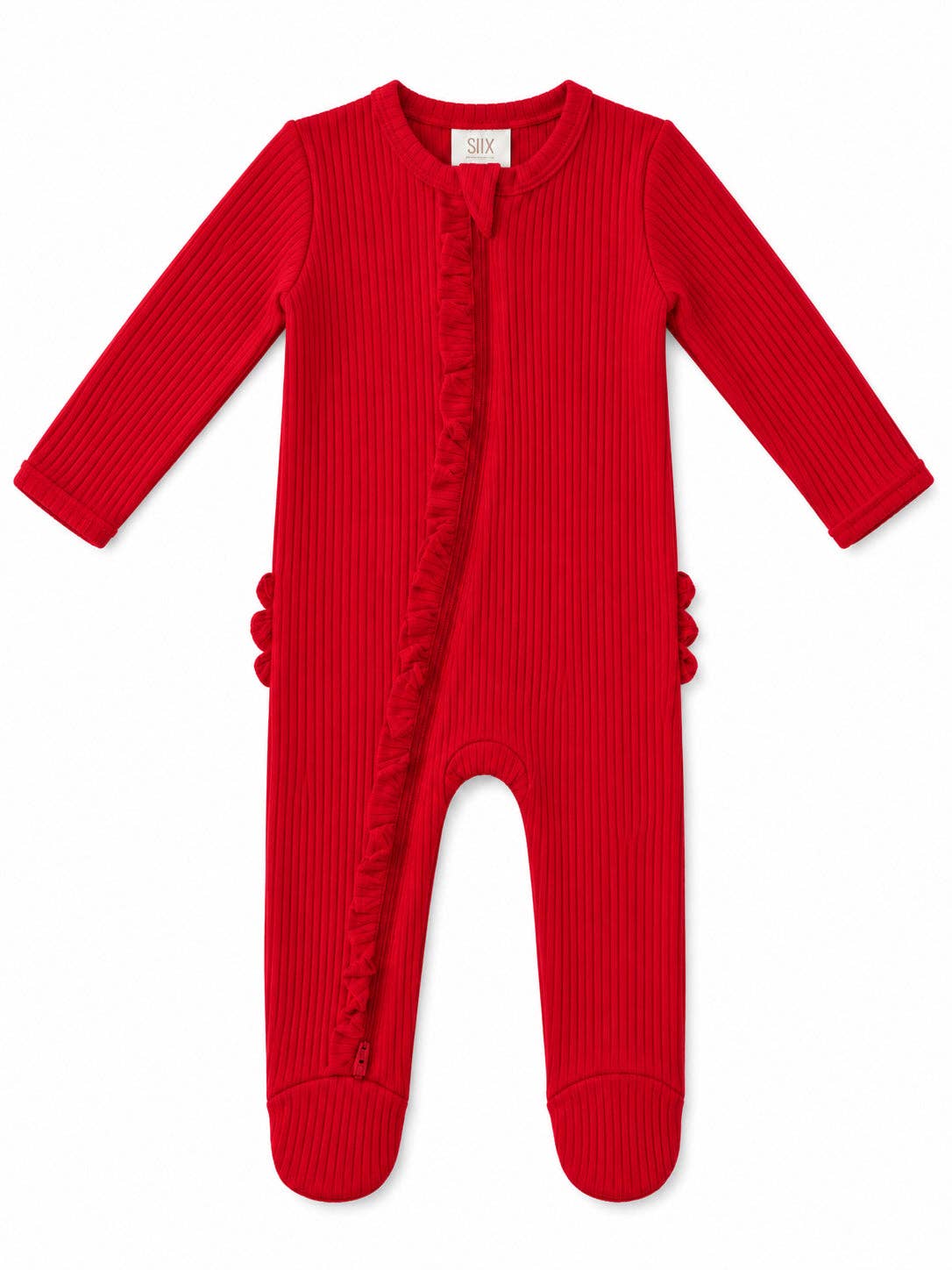 Ribbed Frill 2-Way Zip Footie