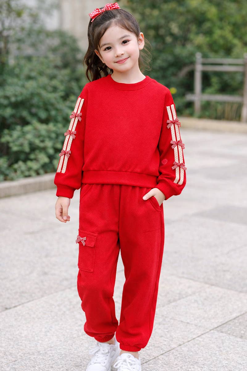Girl's Knit Ribbed Pullover & Jogger Pant Set