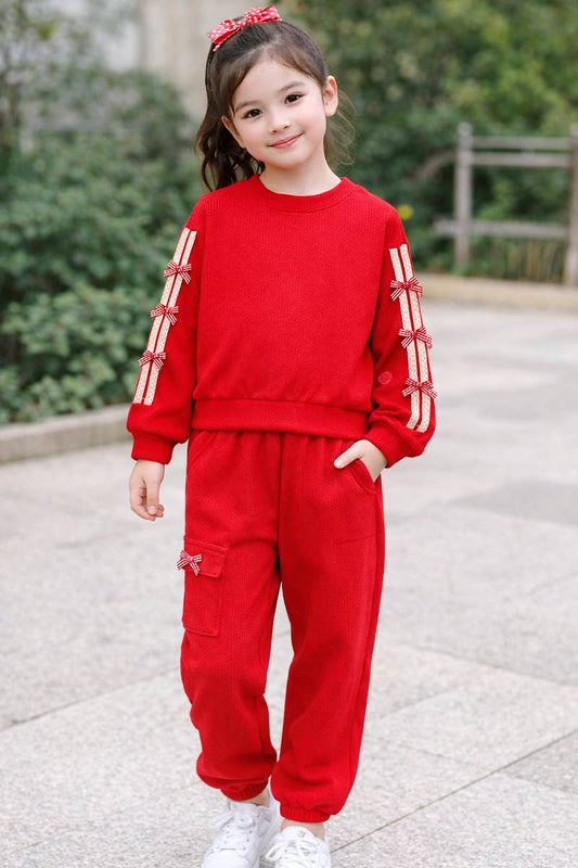 Girl's Knit Ribbed Pullover & Jogger Pant Set