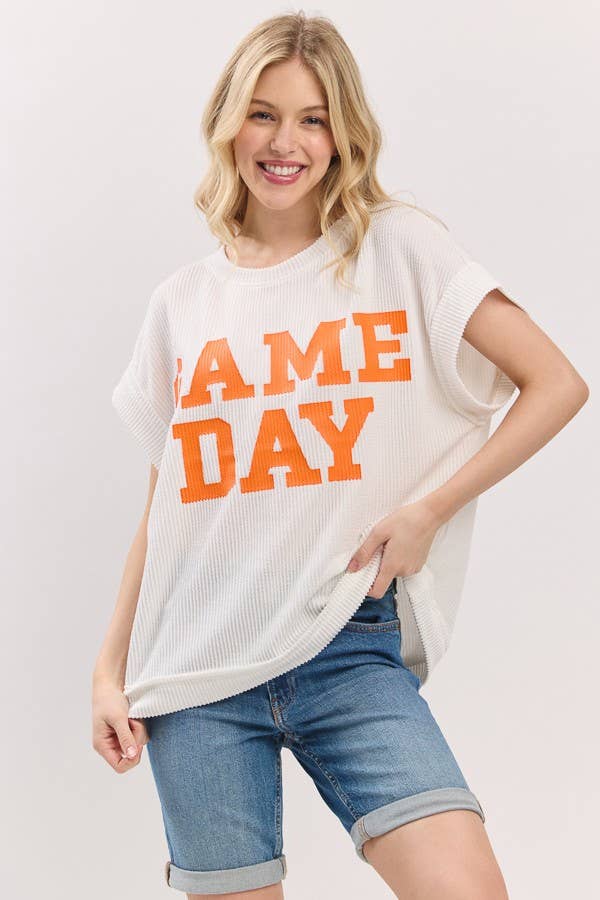 Game day Ribbed Knit Top
