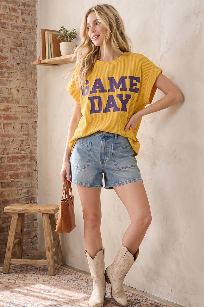 Game day Ribbed Knit Top