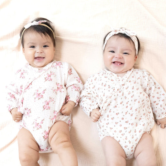 Belle Rosette Dot- Long Sleeve Kimono Bodysuit