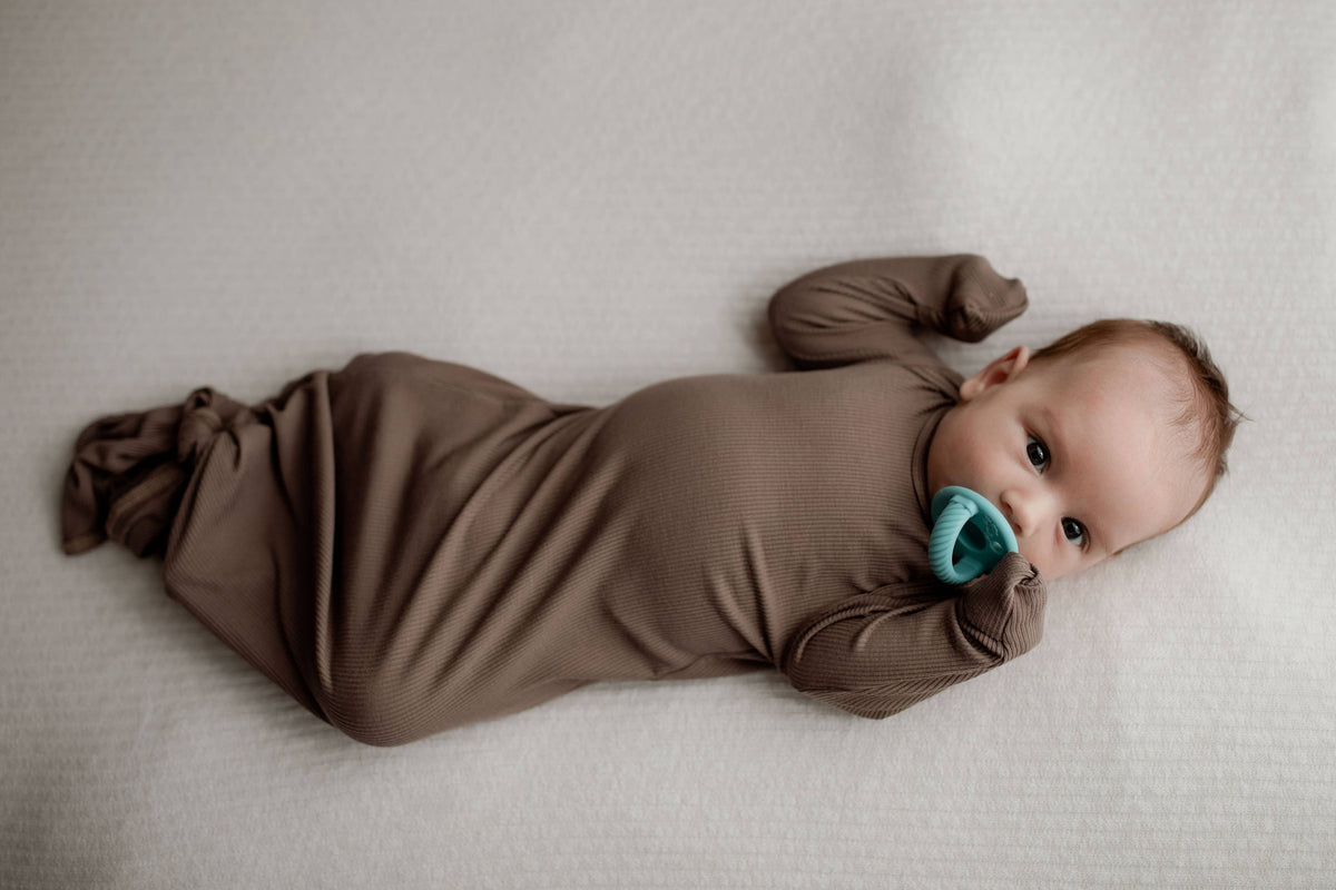 Cocoa Brown Ribbed Knotted Gown