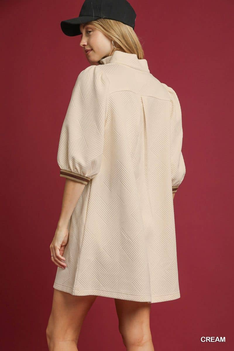 High Neck Jacquard Mini Dress
