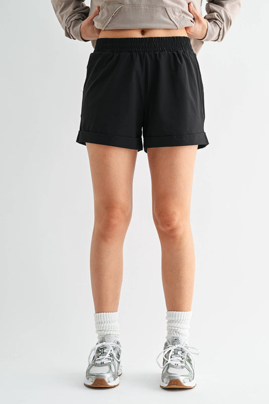 Highwaist Athleisure Shorts with Cuffed Leg