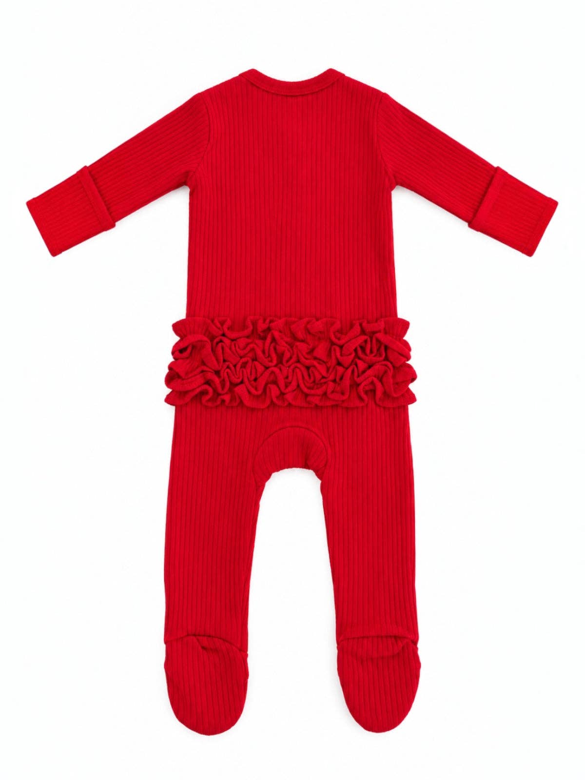 Ribbed Frill 2-Way Zip Footie