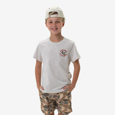 Youth Short Sleeve Tee - Old School Duck Hunt - Heather Oatmeal