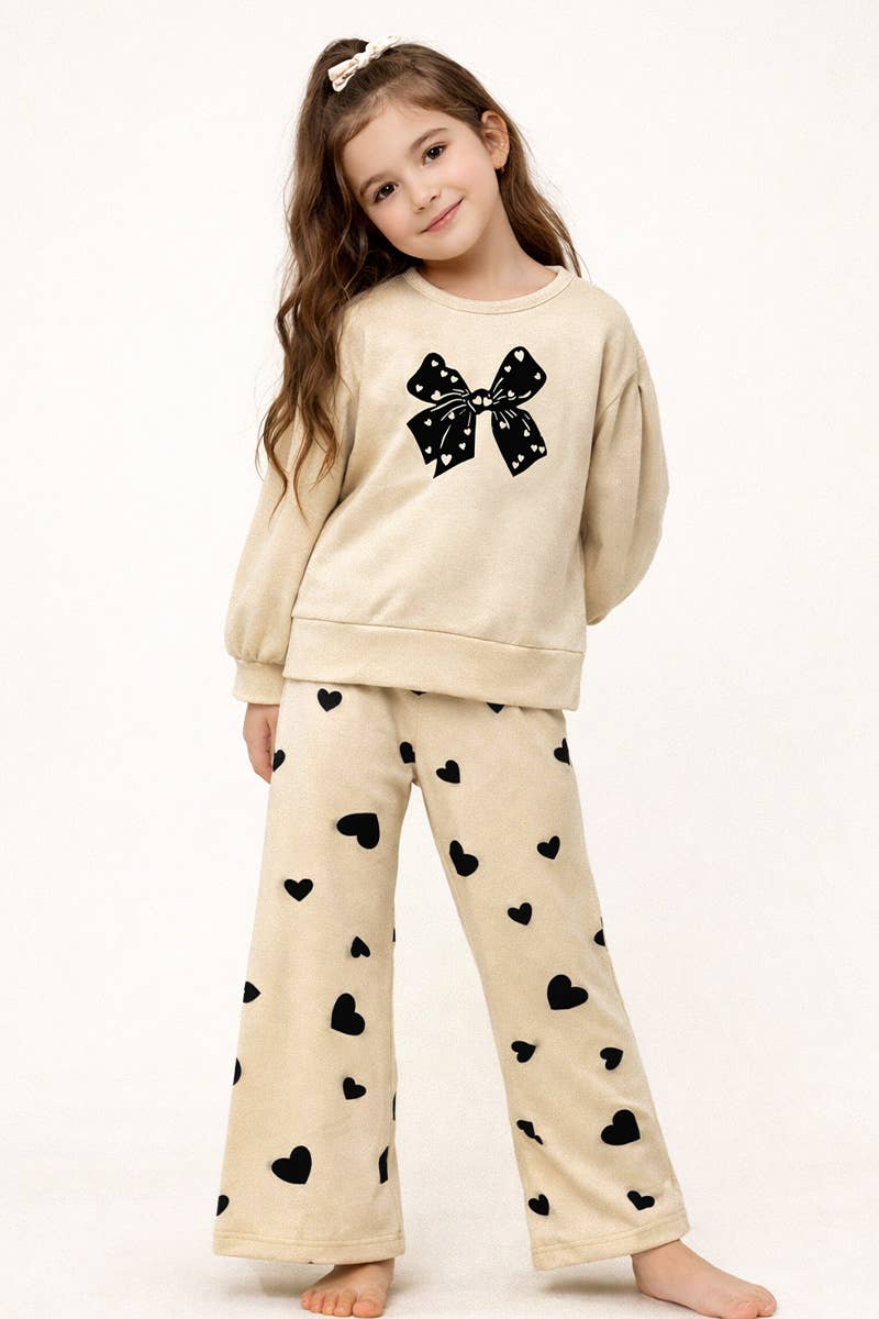 Girl's 2 pc Heart Flocking Set w/ Scrunchie