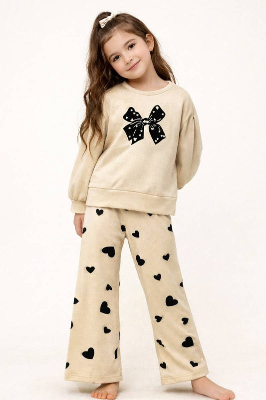 Girl's 2 pc Heart Flocking Set w/ Scrunchie
