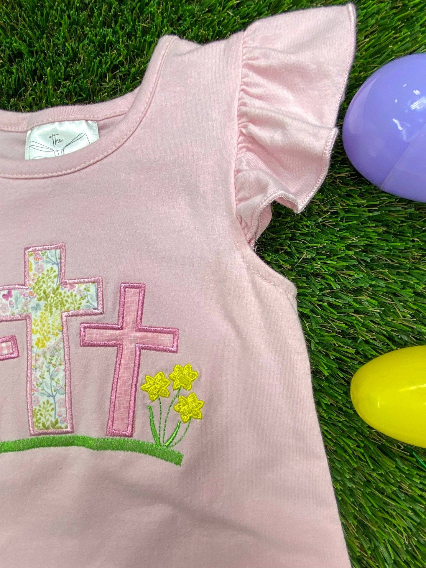 Cross Appliqué Easter Girls Leggings Set
