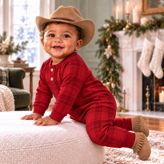 Plaid Baby Boy Christmas Romper