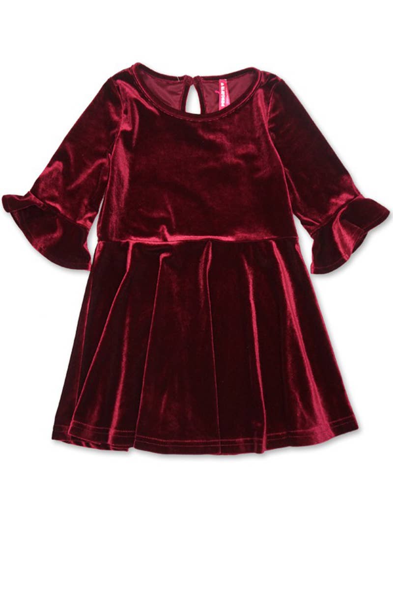 Girl's Velvet Dress w/ Ruffle Sleeves