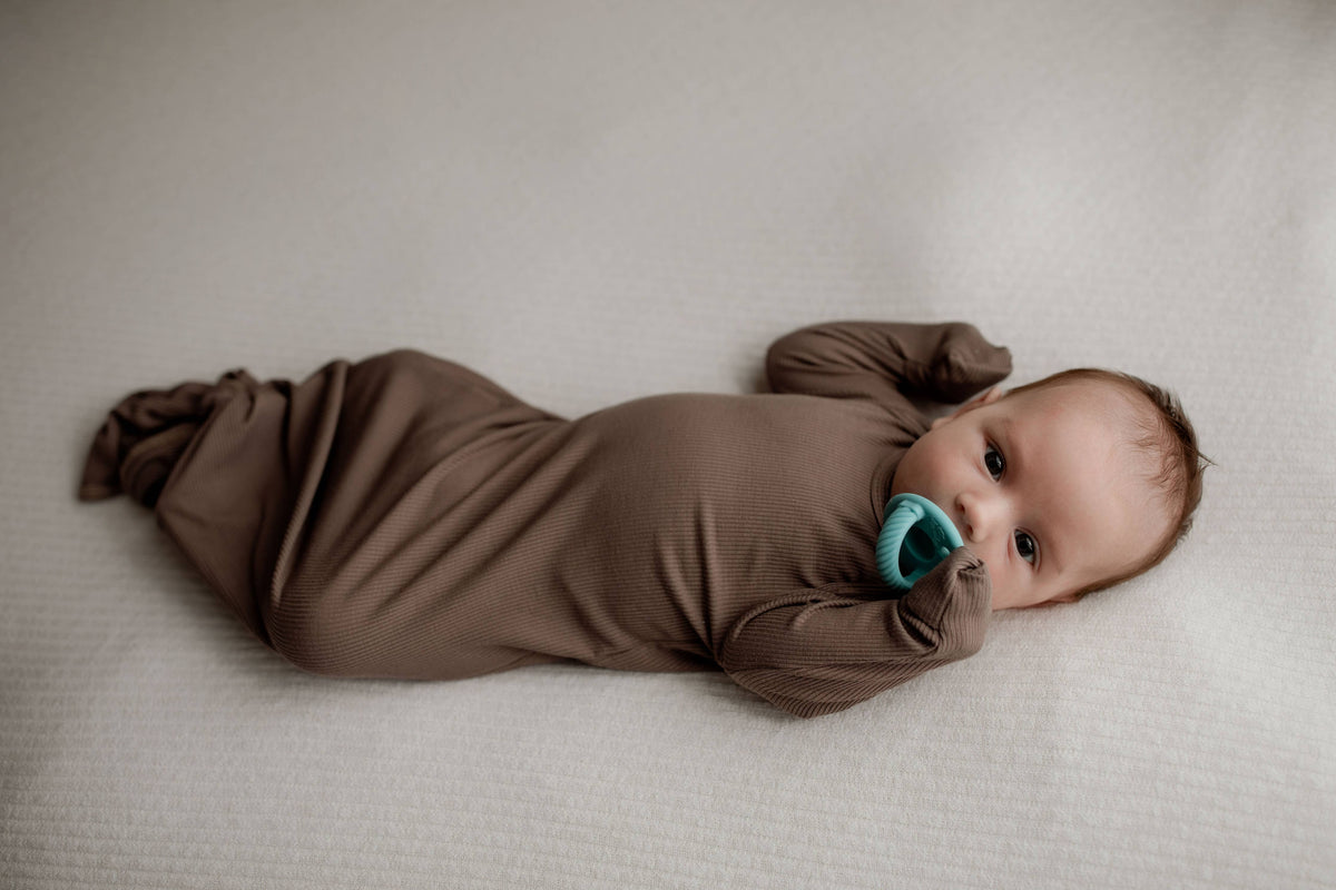 Cocoa Brown Ribbed Knotted Gown