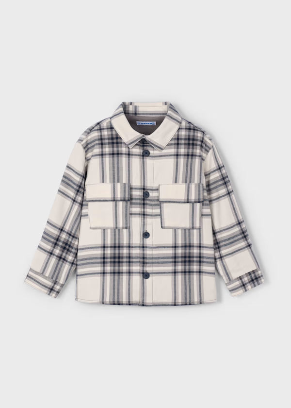 Boy Plaid Overshirt Grey