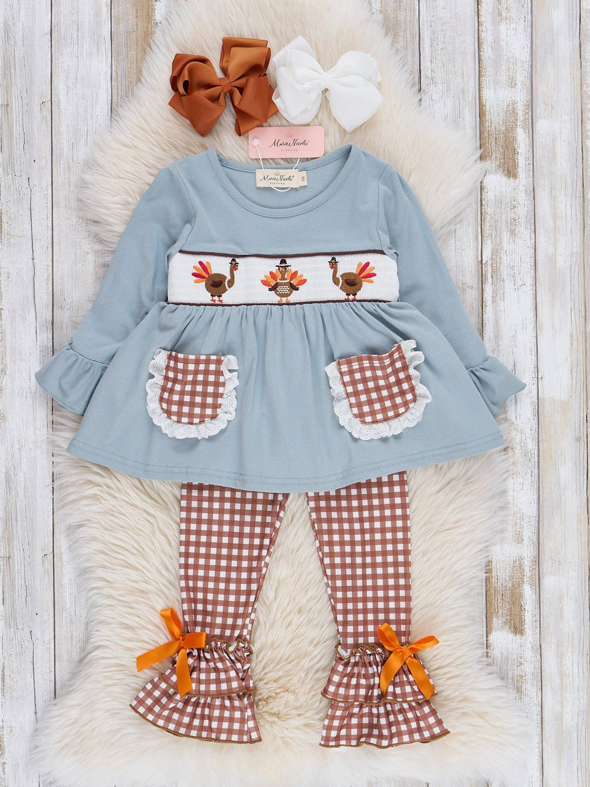 Smocked Turkeys Ruffle Outfit
