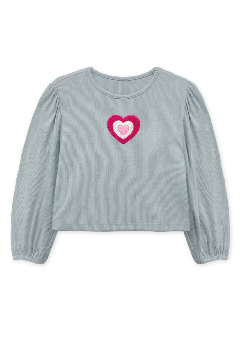 Girl's Long Sleeve Tops w/ Heart Patch