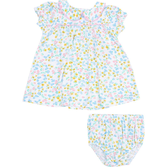 Carolines Calico Classic Puff Sleeve Baby Doll Dress