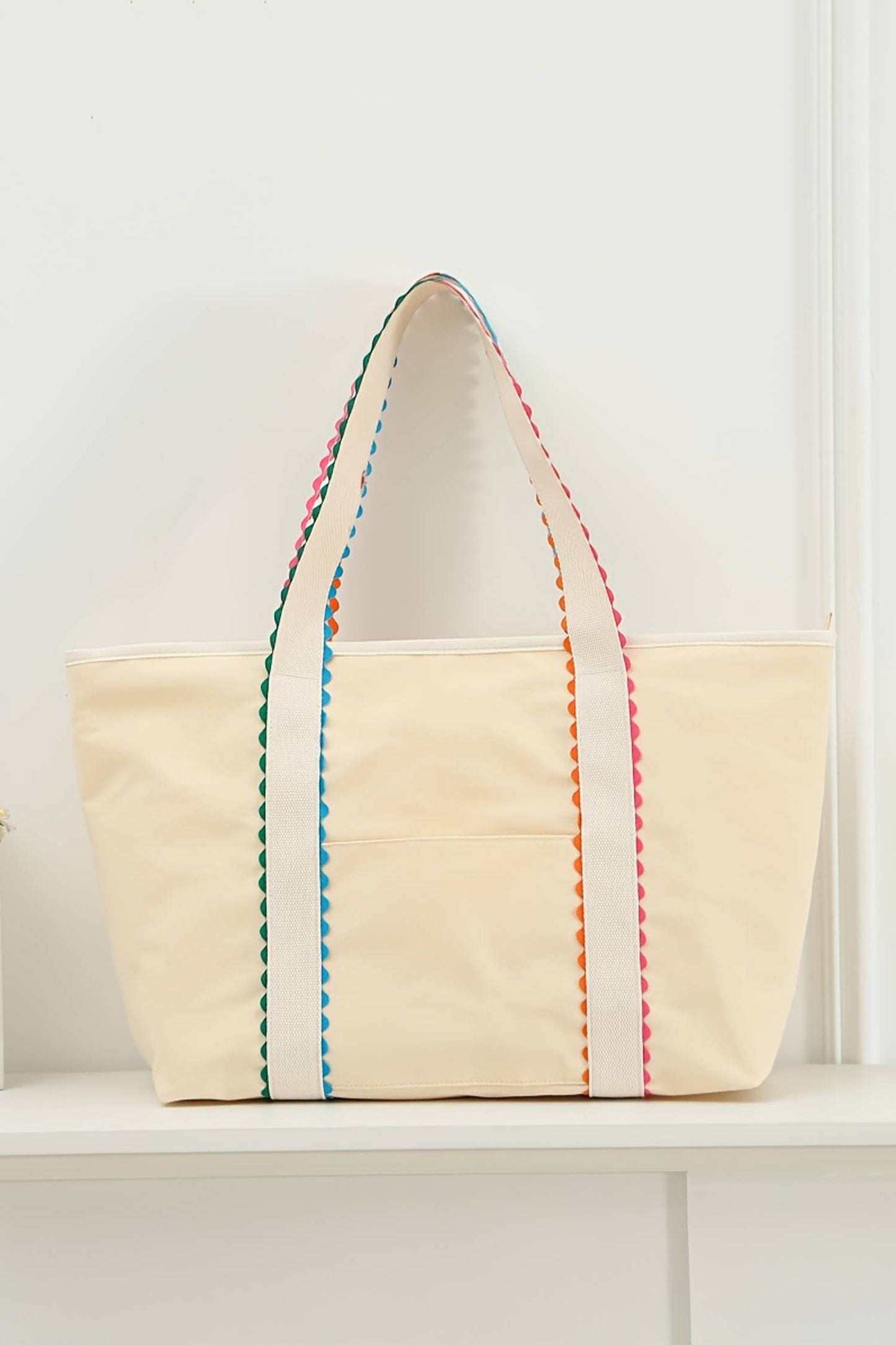 Colorful Ricrac Detail Canvas Tote Bag