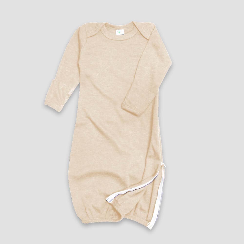 Baby Long Sleeve Gown Mittens & Side Zipper Open Sizing