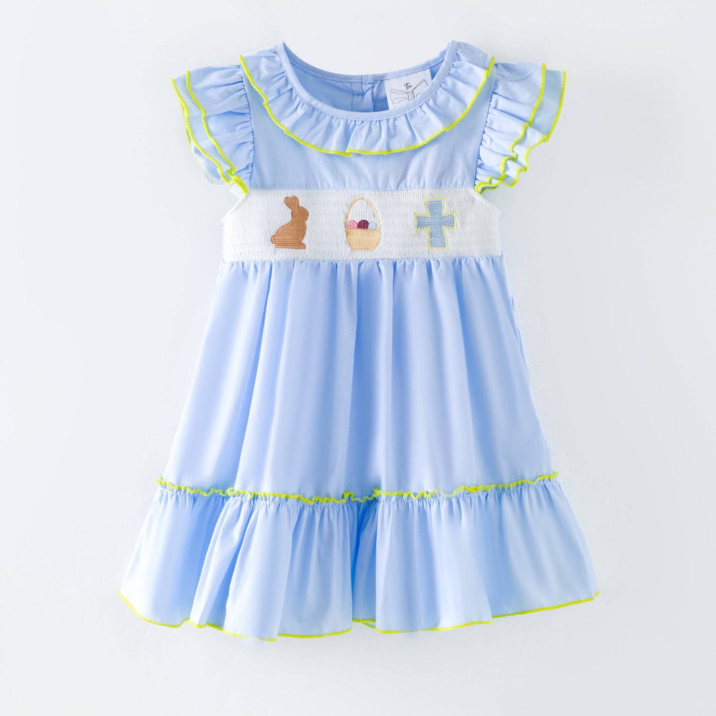 Girls Blue Easter Smocked Dress