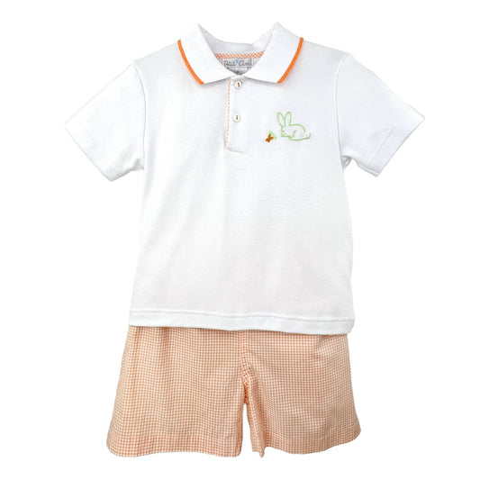 Shirt and Shorts Set with Hand Embroidered Easter Bunnies