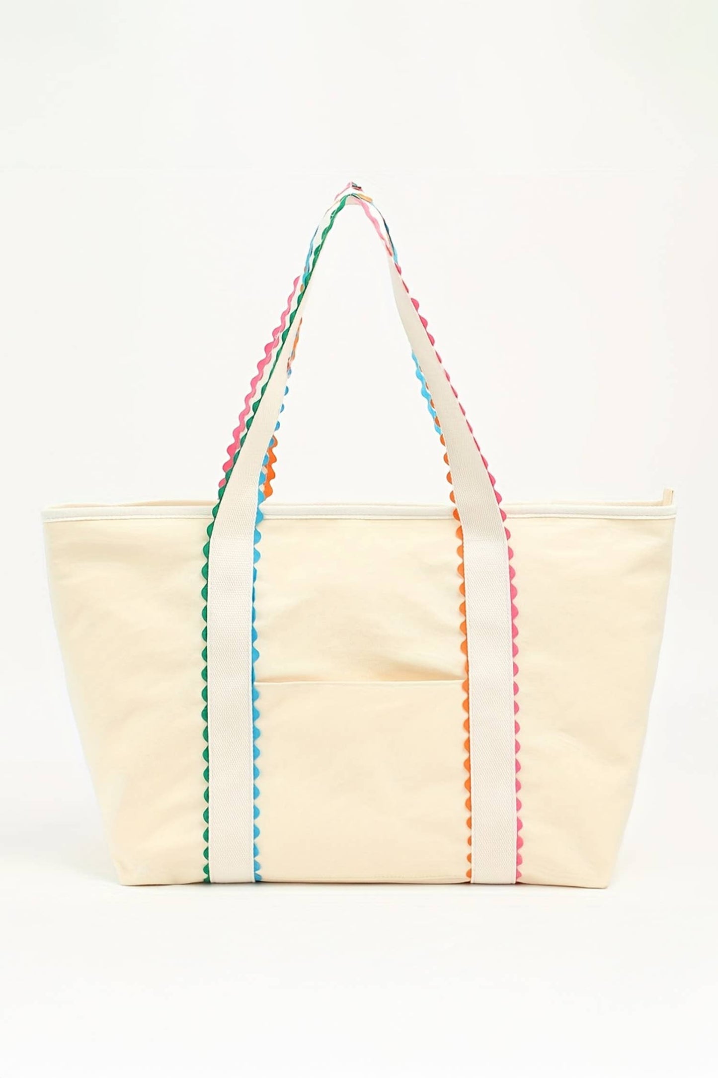 Colorful Ricrac Detail Canvas Tote Bag