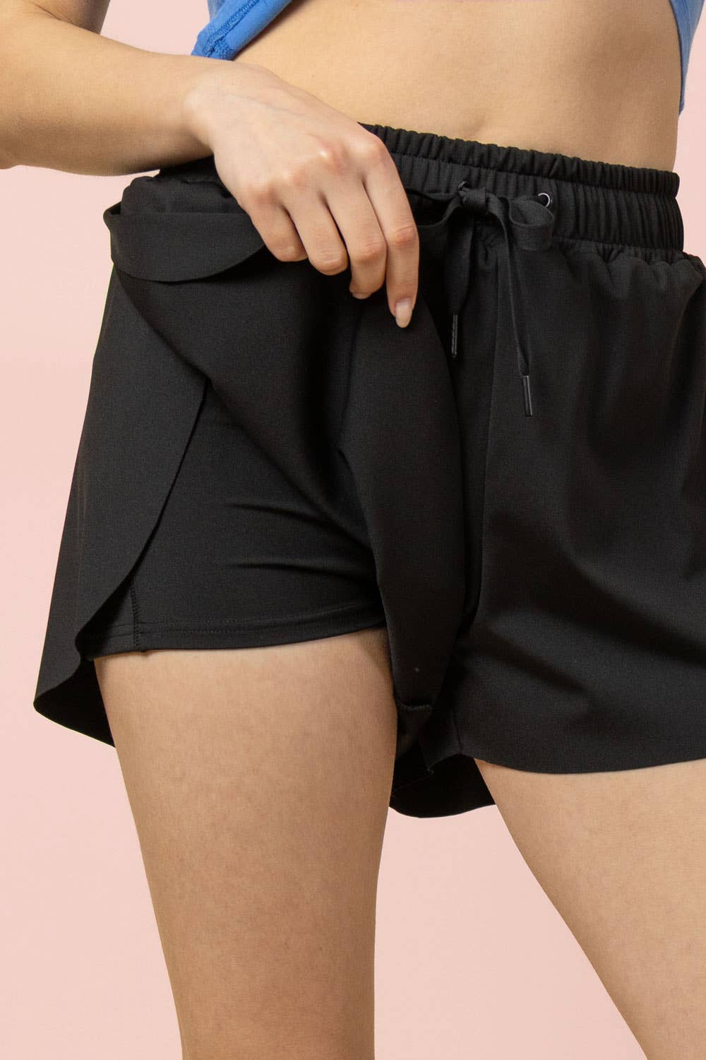 Side Overlap Activewear Shorts W/ Shorts Lining