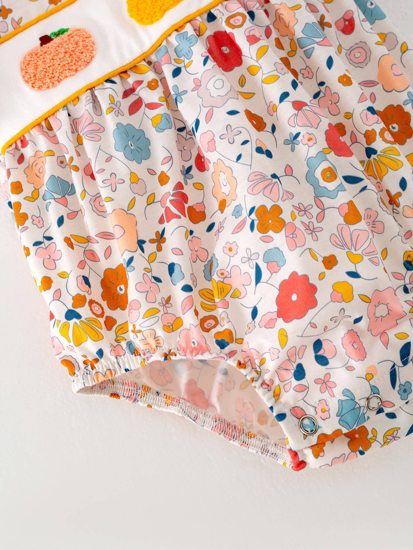 Pumpkin Chenille patches Girls Romper