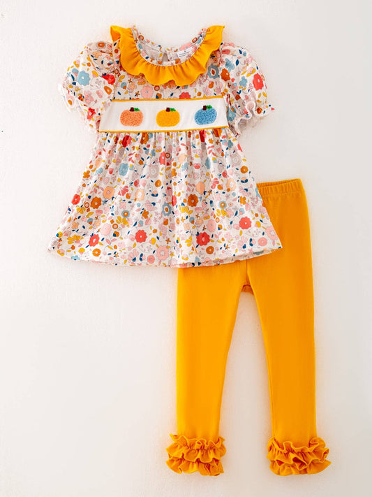 Pumpkin Chenille patches Girls Set