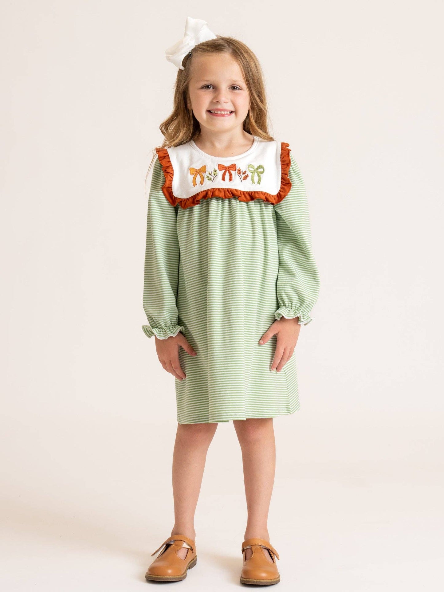 Sweet Bow Embroidered Ruffle Dress