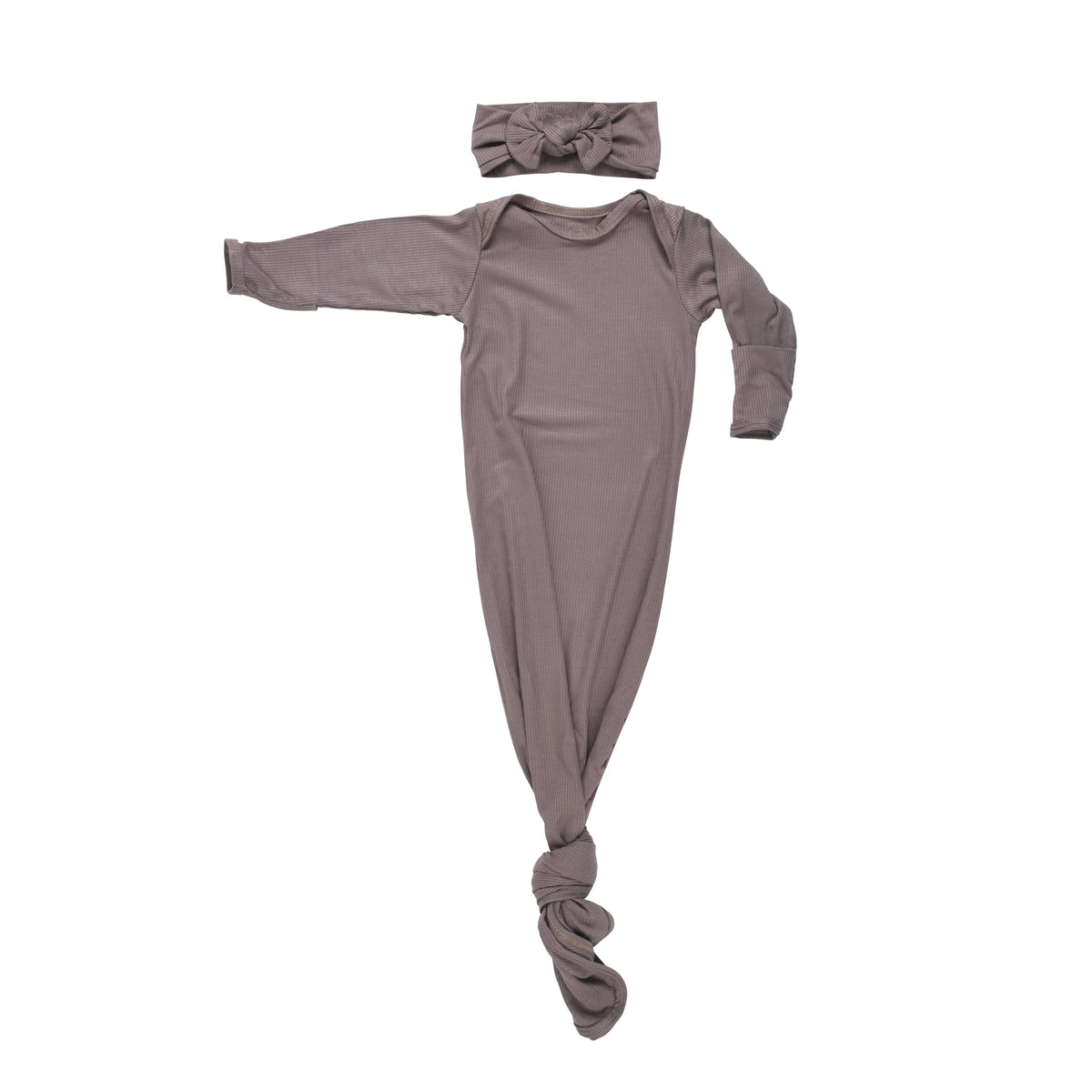 Cocoa Brown Ribbed Knotted Gown