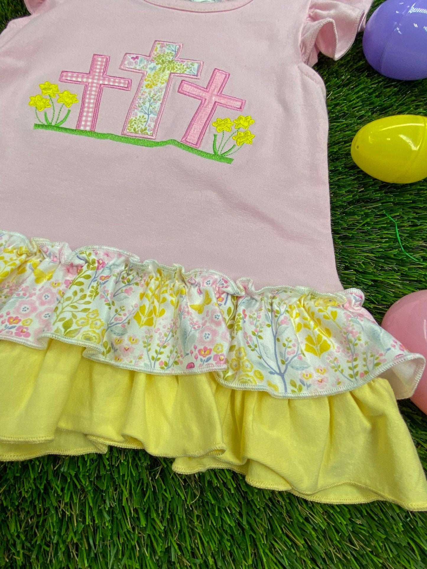 Cross Appliqué Easter Girls Leggings Set