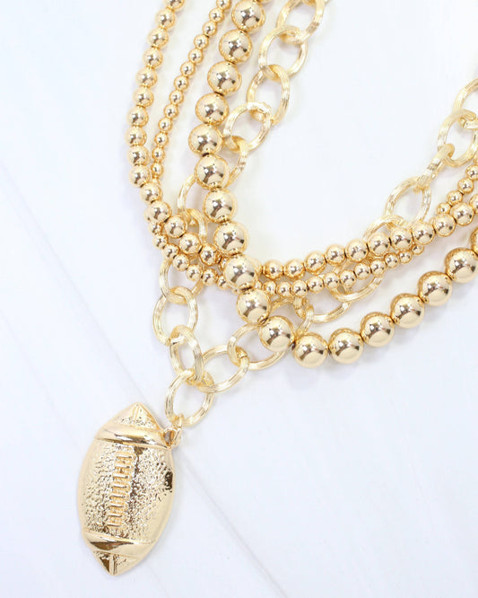 Beaded Layered football Necklace