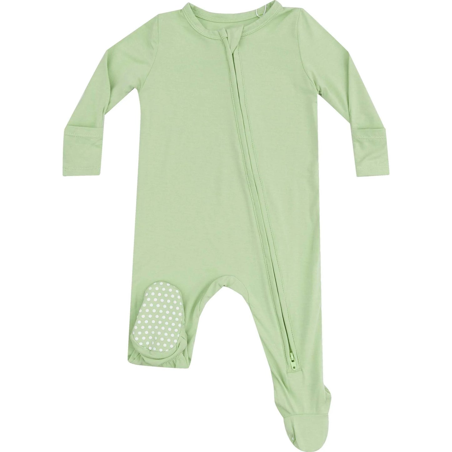 Solid Foam Green 2 Way Zipper Footie