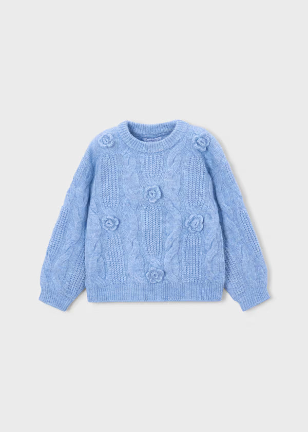 Girl Flower Applique Sweater