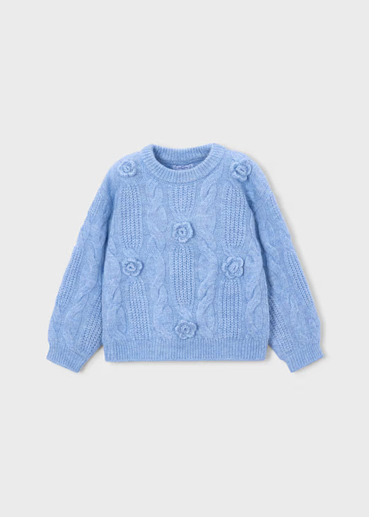 Girl Flower Applique Sweater
