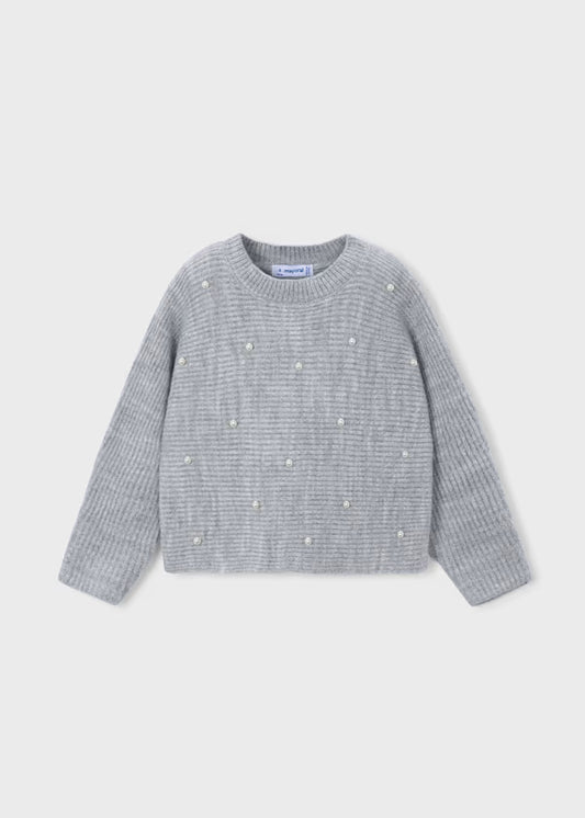 Girl Knit Sweater With Pearls