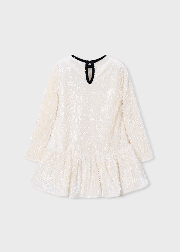 Girl Velvet Sequin Dress With Bow