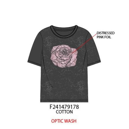 Distressed Rose Acid Wash T-Shirt
