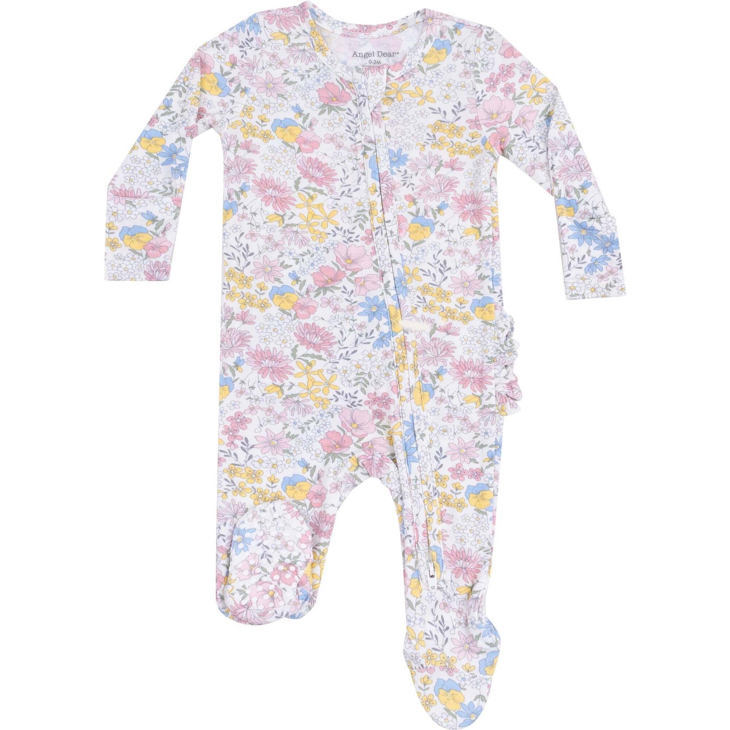 Viola Floral 2 Way Zipper Ruffle Back Footie Nb
